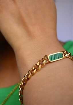 Gold Emerald Resin Bracelet 