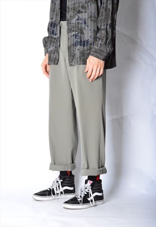 VINTAGE 90S KHAKI WOOL BLEND PANTS