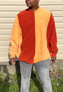 Colorblock Terry Cloth Orange Striped Sweatshirt