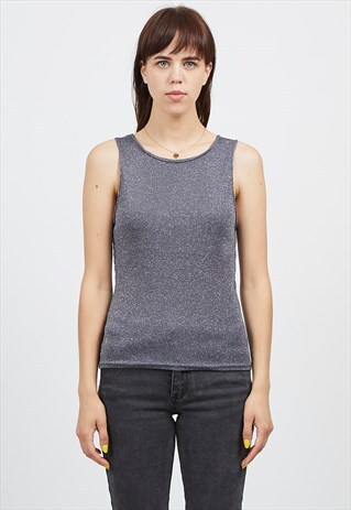 VINTAGE GREY SILVER SLEEVELESS TANK TOP