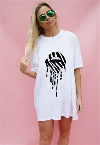 ZEBRA DRIP LIP PRINT OVERSIZE TEE