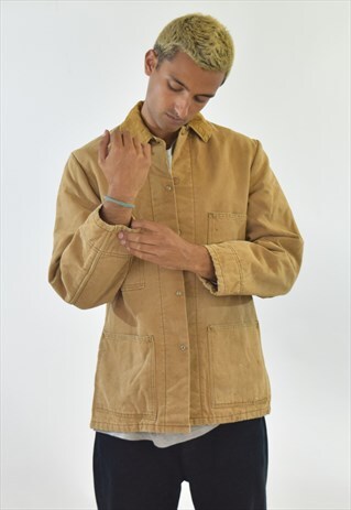 VINTAGE 90S BROWN COLLARED HEAVY WORK JACKET