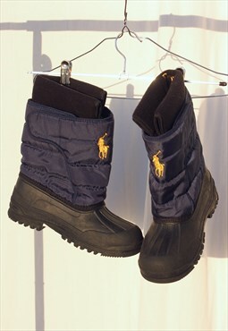 Y2K Polo Ralph Lauren Navy & Black Rubber Rain/Snow Boots