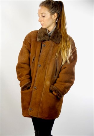 SHEARLING COAT / VINTAGE SHEARLING JACKET / SHERPA COAT