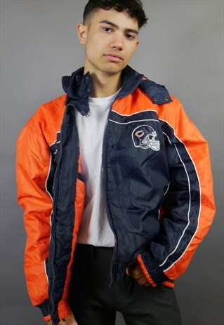 NAVY BLUE & ORANGE CHICAGO BEARS NFL JACKET COAT