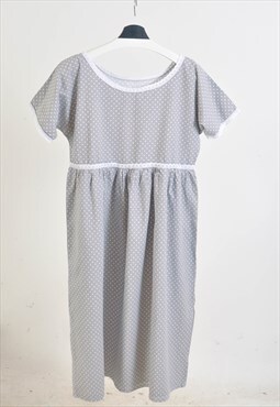 Vintage 80s polka dot dress in grey