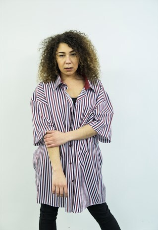 TOMMY HILFIGER VINTAGE 1980S OVERSIZED RED AND BLUE SHIRT