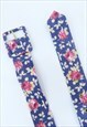 90s Vintage Blue & Pink Floral Belt (Size M)