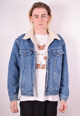 MENS VINTAGE SHERPA DENIM JACKET MEDIUM BLUE 90S