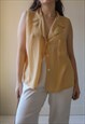 VINTAGE 80S SILKY SLEEVELESS SHIRT IN YELLOW