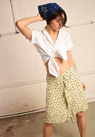 Y2K RETRO FLORAL PRINT RUFFLE PARIS CHIC MINI SKIRT