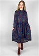 RODIER OF PARIS SMOCK STYLE LONG SLEEVE VINTAGE 80'S DRESS