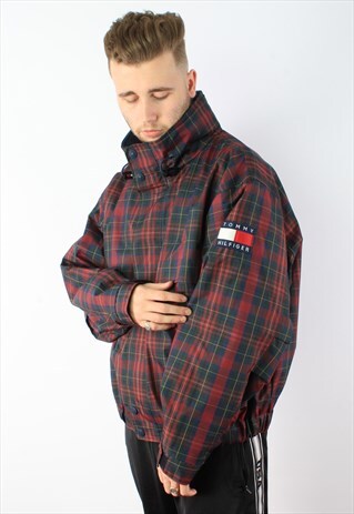 TOMMY HILFIGER FLEECE LINED TARTAN VINTAGE SAILING JACKET