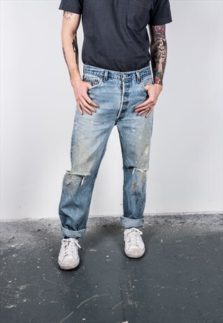 VINTAGE BLUE LEVI'S 501 PAINT JEANS
