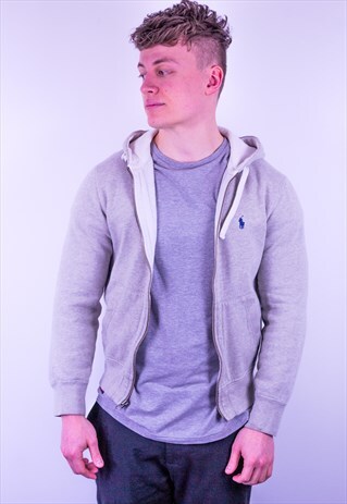 VINTAGE RALPH LAUREN ZIP HOODIE IN GREY