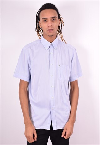 LACOSTE MENS VINTAGE SHIRT LARGE BLUE 90'S