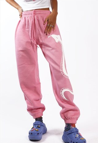 PINK OVERSIZED SNAKE GRAPHIC JOGGING BOTTOMS