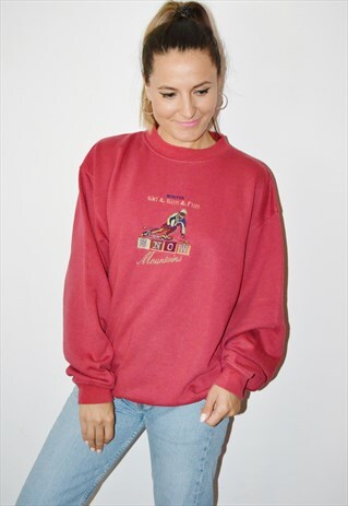 90'S SKI EMBROIDERED LOGO VINTAGE SWEATSHIRT /JUMPER