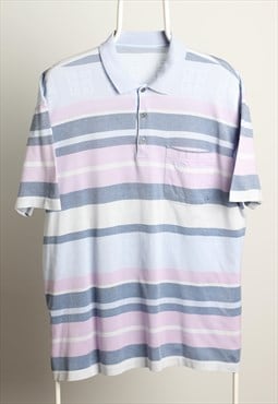 Vintage Logo Striped Polo Shirt Size L