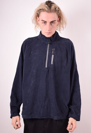 STARTER MENS VINTAGE FLEECE JUMPER LARGE BLUE 90S