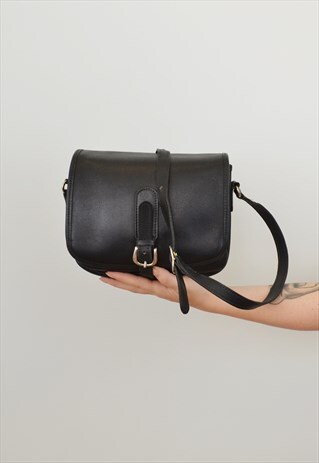 GHERARDINI LEATHER SADDLE BAG BLACK BUCKLE