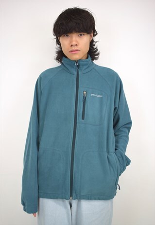VINTAGE 90S COLUMBIA TEAL ZIP UP FLEECE JACKET