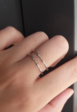 WOMEN STERLING SILVER DOUBLE BAMBOO RING