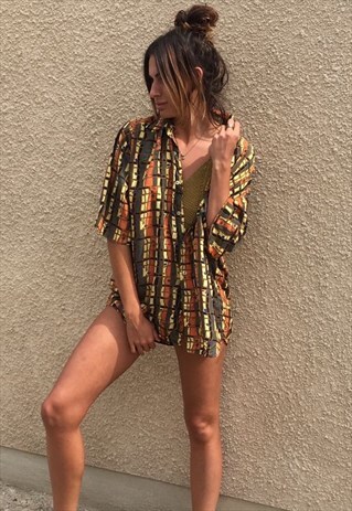 PATTERNED OVERSIZED RETRO VINTAGE UNISEX FESTIVAL SHIRT
