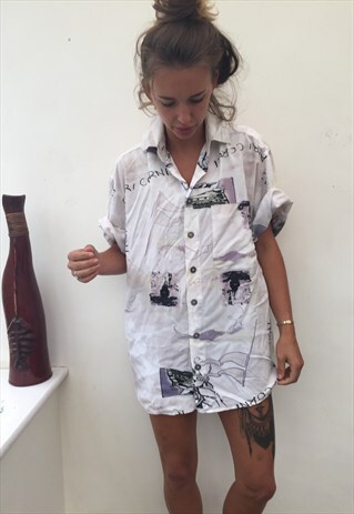 CRAZY PATTERNED OVERSIZED RETRO VINTAGE FESTIVAL SHIRT.