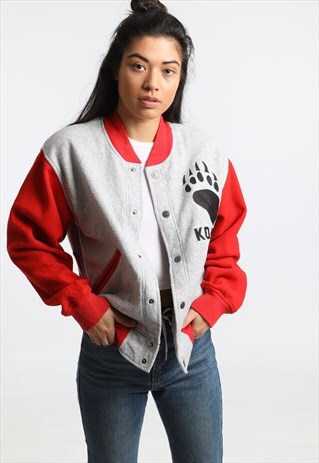 90S CHAMPION EMBROIDERED KODIAK VARSITY BUTTON UP SWEATSHIRT