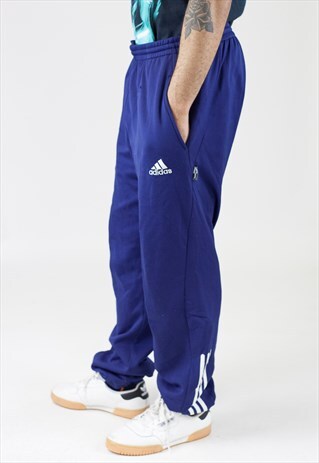 VINTAGE 90S ADIDAS NAVY TRACKSUIT BOTTOMS