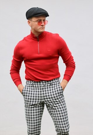 BURBERRY 1/4 ZIP USA LUST RED SWEATSHIRT