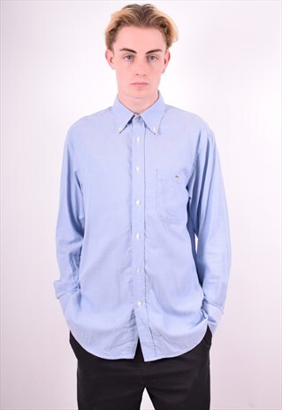 LACOSTE MENS VINTAGE SHIRT LARGE BLUE 90'S