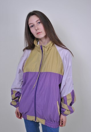 VINTAGE MULTICOLOR WINDBREAKER, 80S OVERSIZE TRACK JACKET