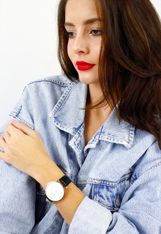 BLACK & GOLD WHITE FACE WATCH