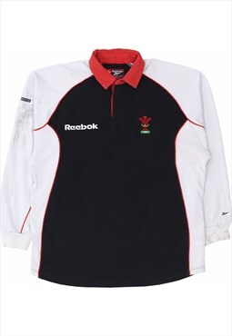 Vintage 90's Reebok Sweatshirt Wales Rugby Polo Long Sleeve