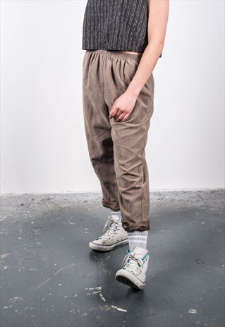 VINTAGE 1990S BEIGE HIGH-WAISTED TROUSERS