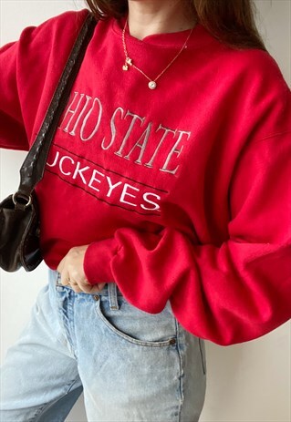 VINTAGE 90S OHIO STATE SLOGAN GRAPHIC SWEATSHIRT JUMPER