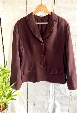 Vintage Brown Button Up New Wool 80's Blazer Jacket