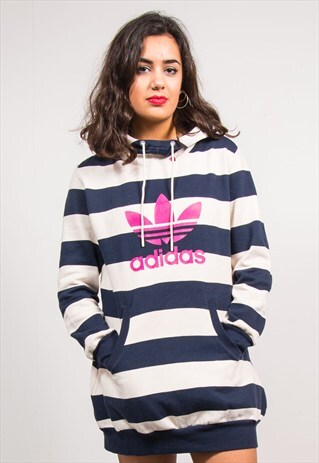 VINTAGE 90'S STRIPE ADIDAS OVERSIZE LONG LENGTH HOODIE