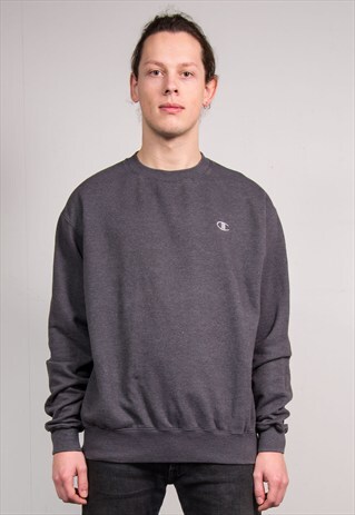90'S VINTAGE CHAMPION GREY SWEATER JUMPER