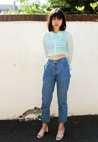 VINTAGE 90S SHEER WINDOWPANE CROP TOP