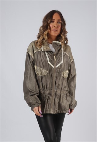SHELL BOMBER JACKET PLAIN OVERSIZED PATTERNED UK 16 (DKBA)