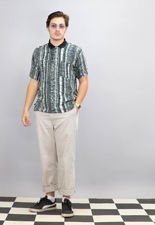 CRAZY PATTERN VISCOSE FESTIVAL POLO SHIRT