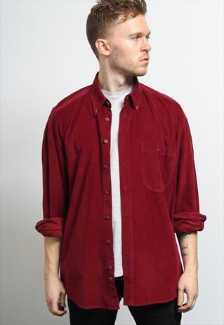 VINTAGE CORDUROY CORD SHIRT RED