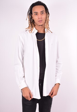 RALPH LAUREN MENS VINTAGE SHIRT LARGE WHITE 90'S