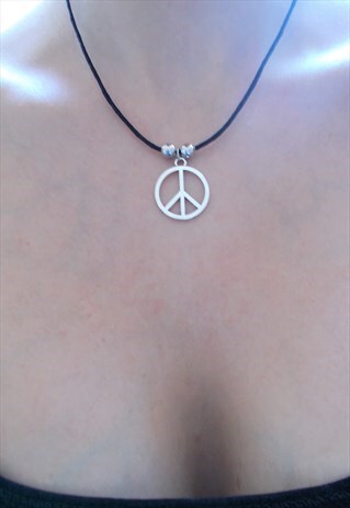 PEACE NECKLACE - BLACK CORD NECKLACE