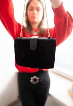 Vintage 80's Black Velvet Bag