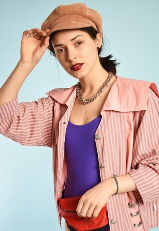 VINTAGE 80'S RETRO STRIPED PEACH SUMMER JACKET
