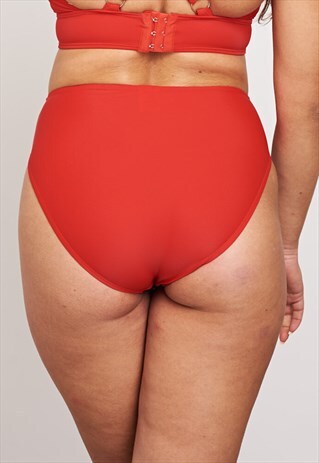 HIGH WAISTED ASHLEY BIKINI BOTTOMS IN RED
